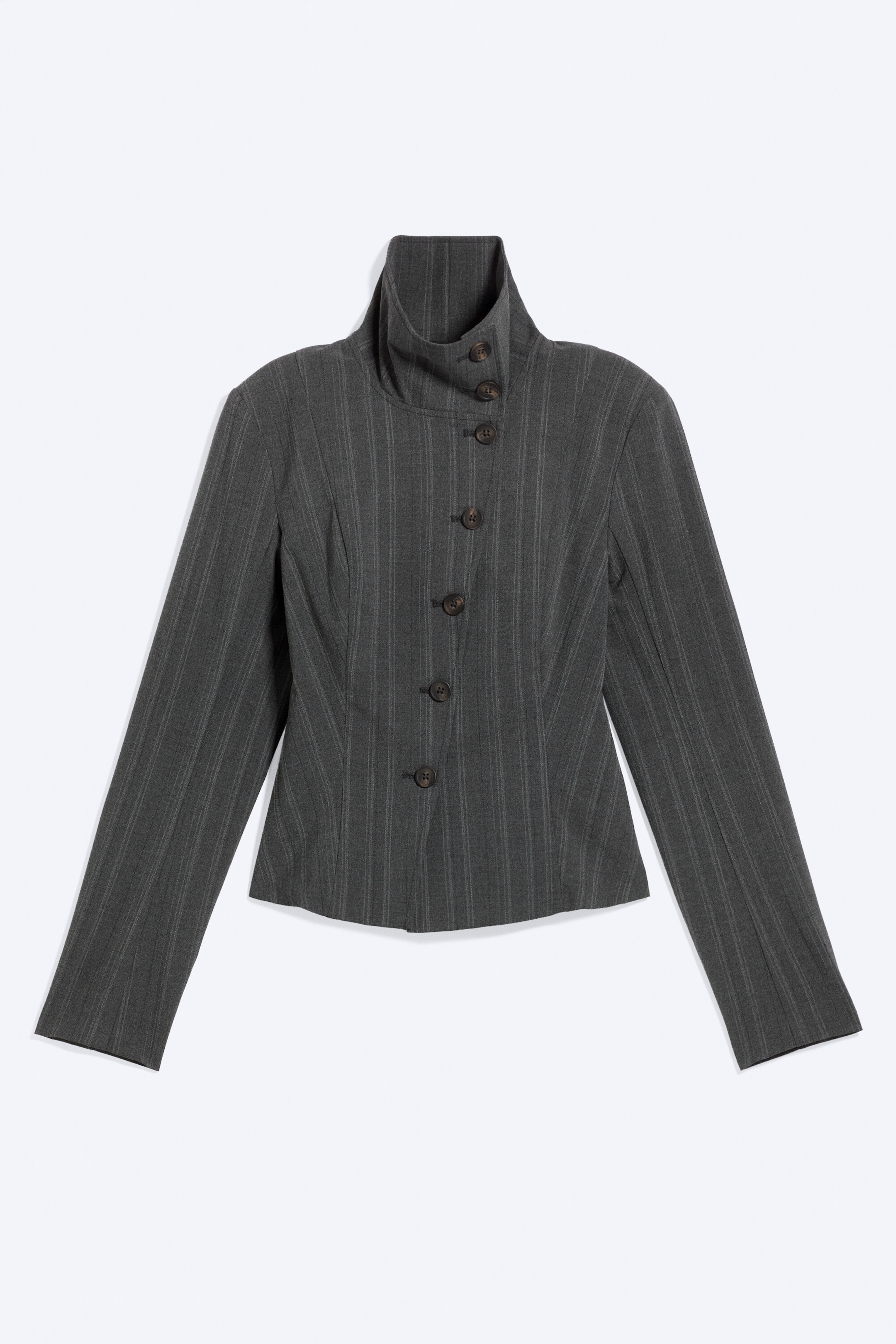 Dunkelgrau meliert - Jacke mit Stehkragen - 6