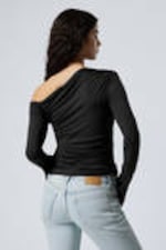 Black - Drape Asymmetric Lyocell Top - 2