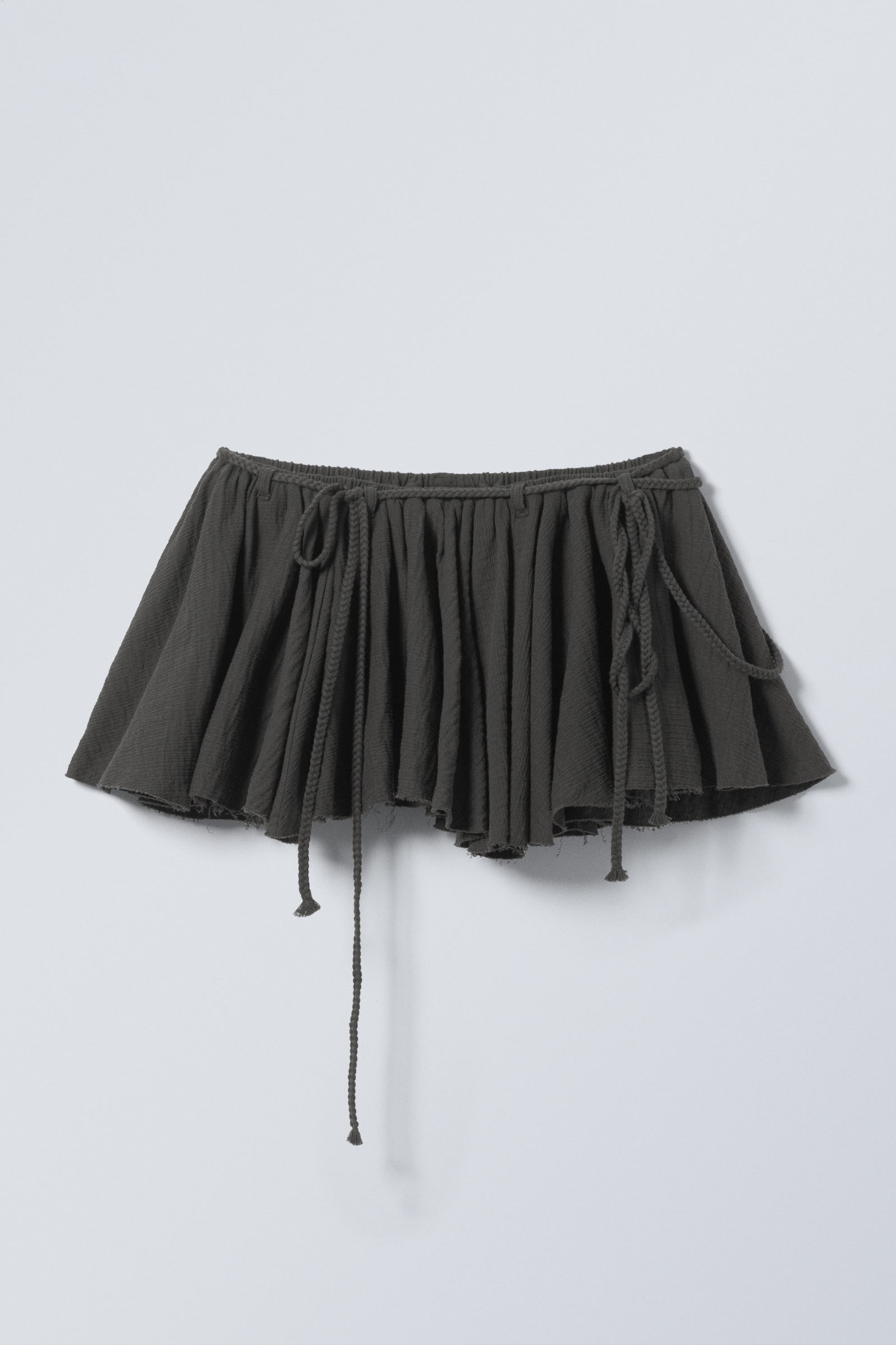 Dark Grey - Flared Low Rise Pleated Mini Skirt - 3