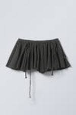Dark Grey - Flared Low Rise Pleated Mini Skirt - 3