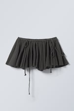 Dark Grey - Flared Low Rise Pleated Mini Skirt - 0
