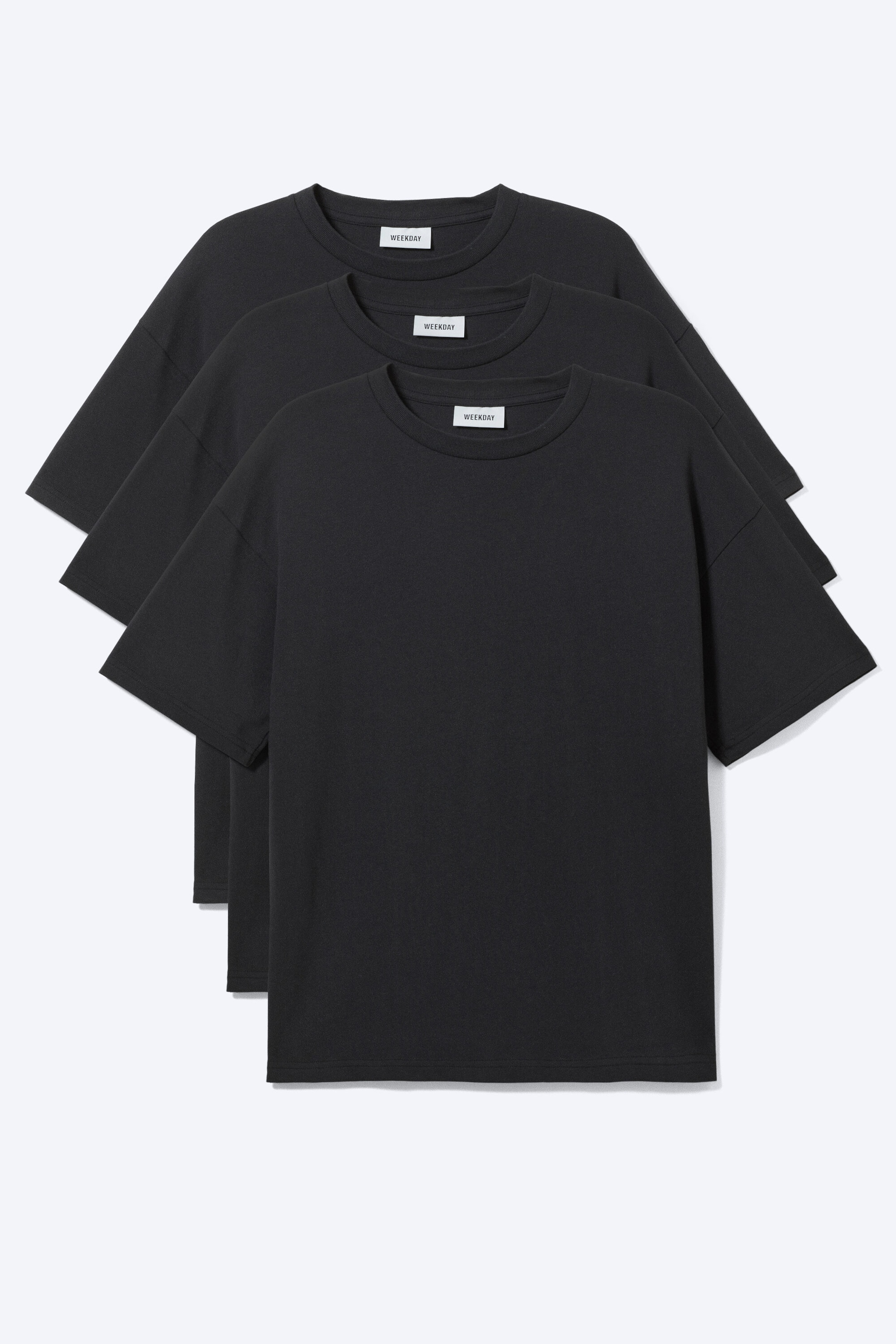 Schwarz - 3er-Pack T-Shirts mit lockerem Boxy Fit - 3
