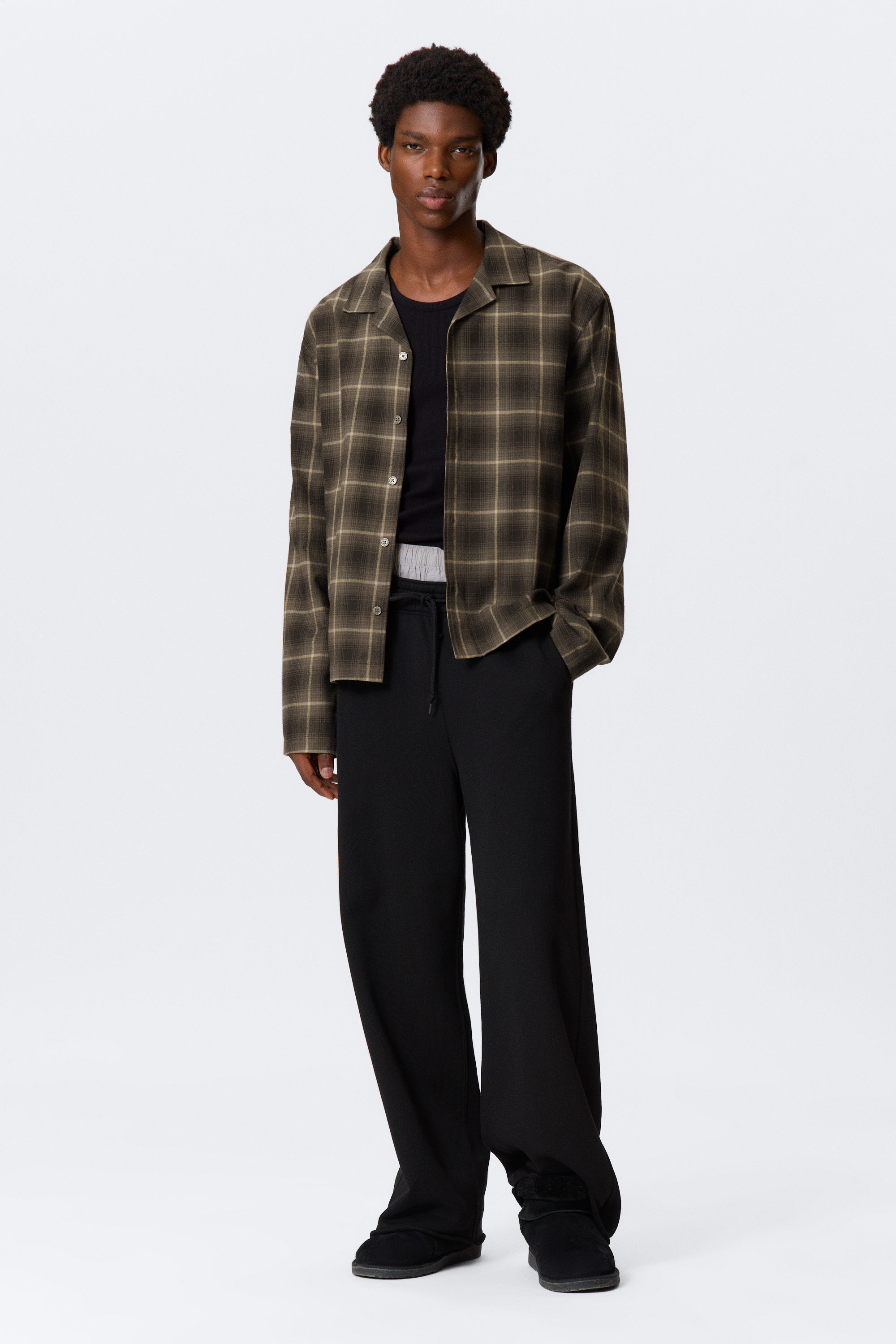 Checked Dark Brown - Relaxed Flannel Pyjama Shirt - 2