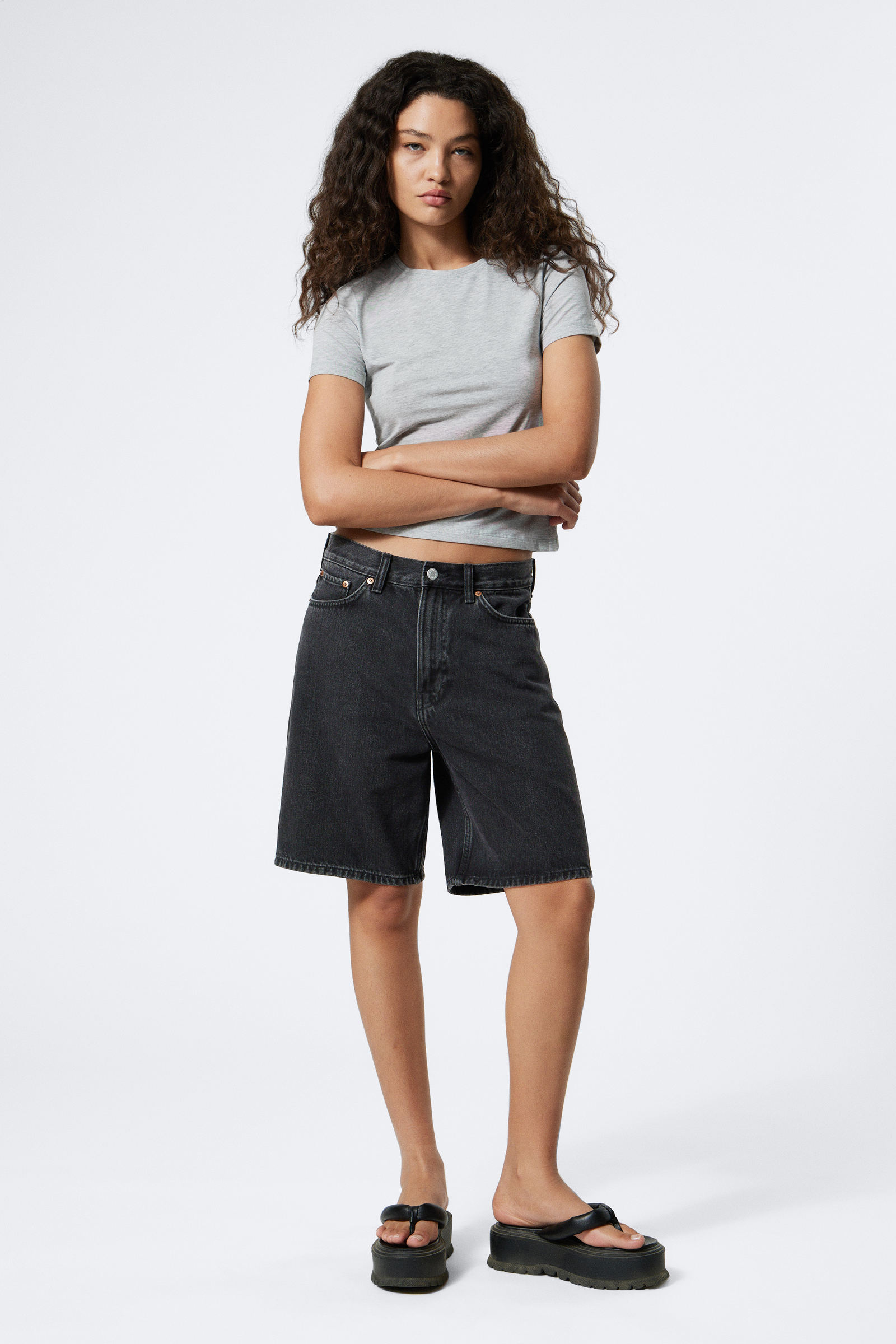 astro denim loose baggy shorts - Black Grumble | Weekday WW