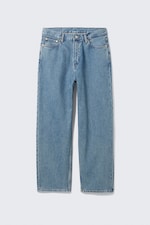 90s Blue - Medium Blue - Galaxy Mid Rise Loose Straight Leg Unisex Jeans - 6