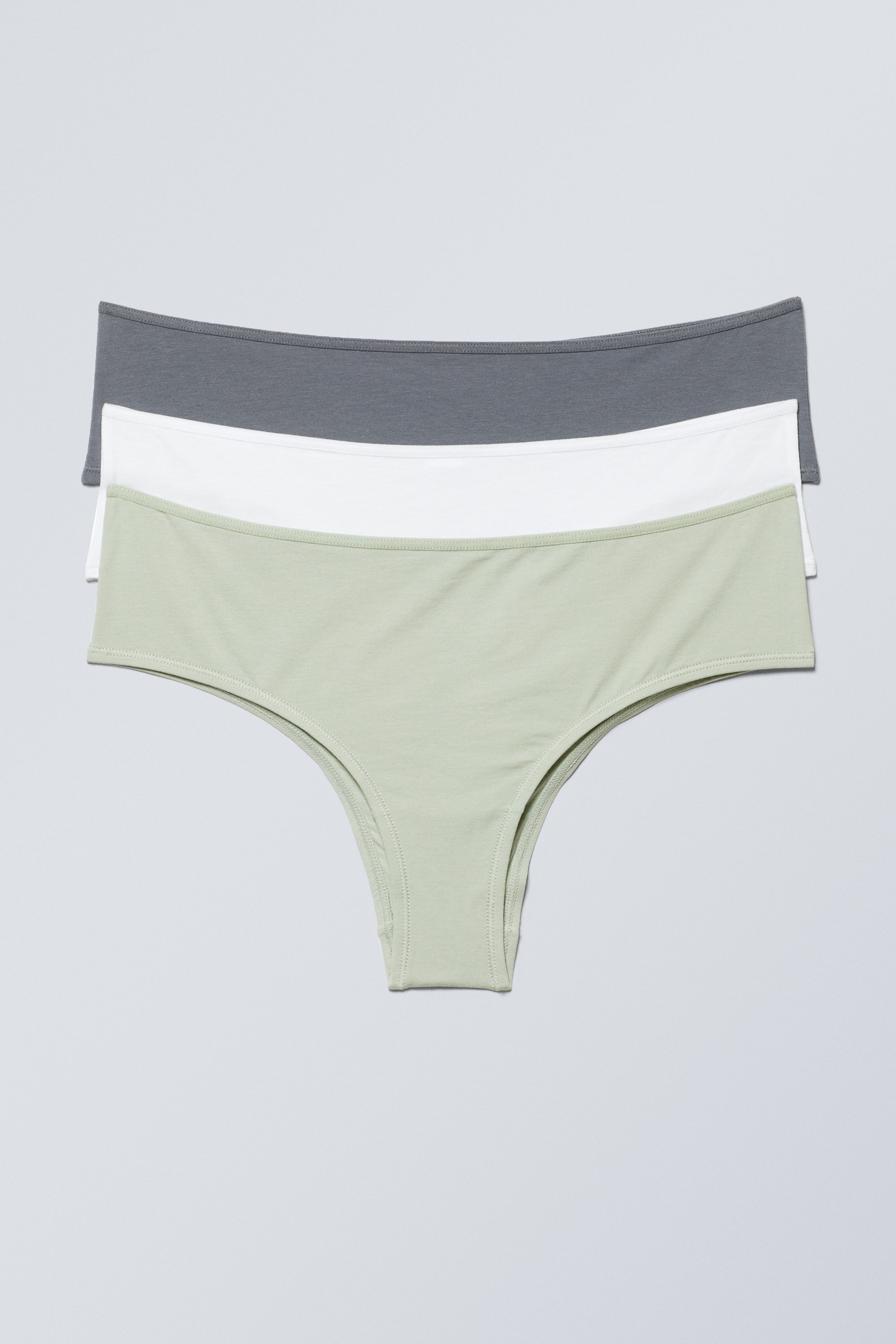 Grau/Weiß/Dusty Green - 3er-Pack Hipster-Slips Lykke