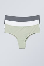 Grau/Weiß/Dusty Green - 3er-Pack Hipster-Slips Lykke - 0