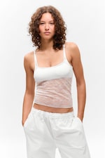 Wit - Kanten pyjama-camitop - 0