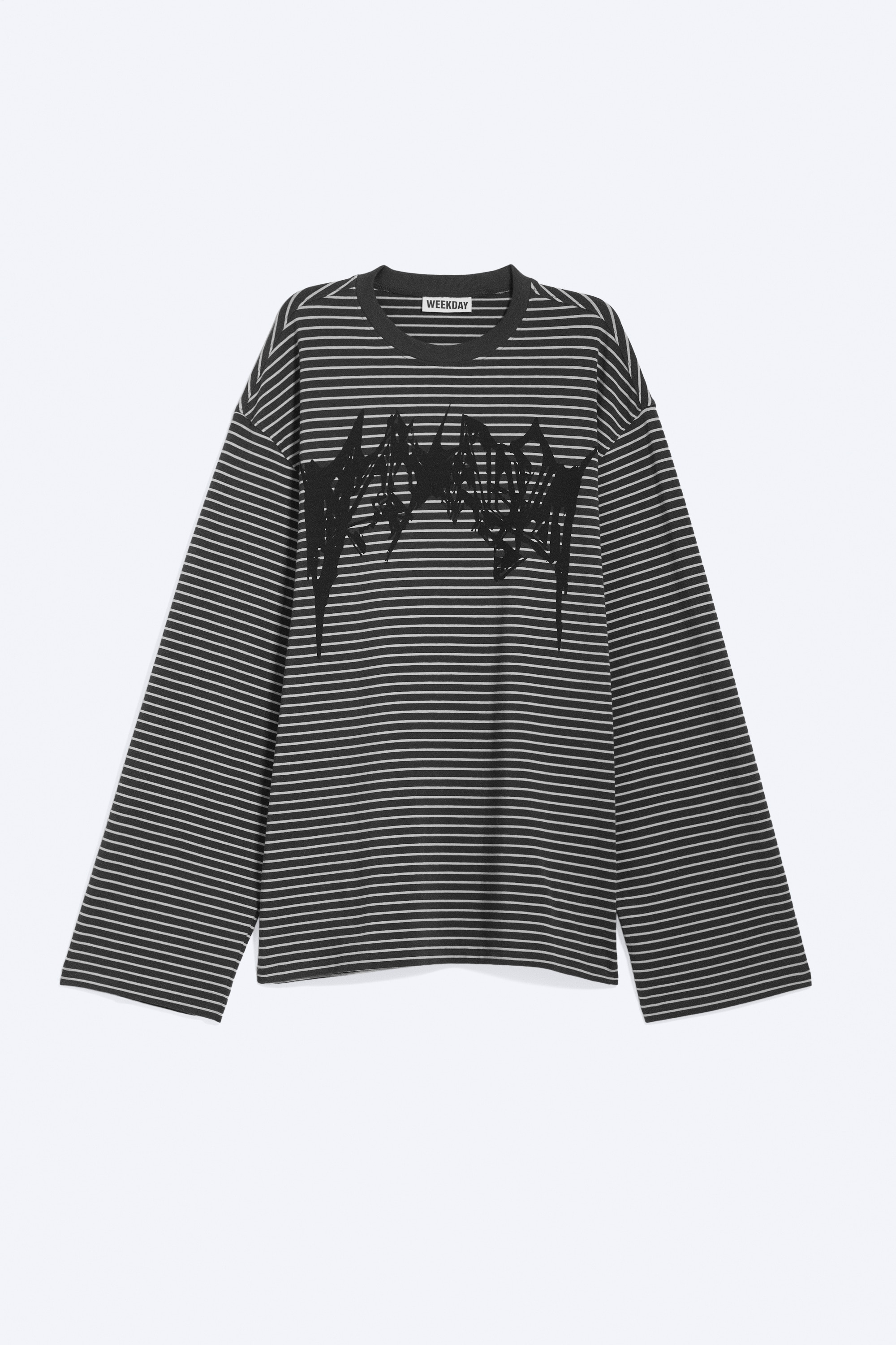 Oversized Longsleeve mit Grafikprint - Dunkelgrau/Helles Taubenblau