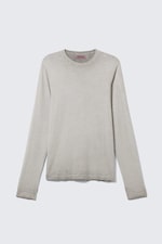 Washed Dark Mole - Relaxed Long-Sleeved Cotton T-Shirt - 0