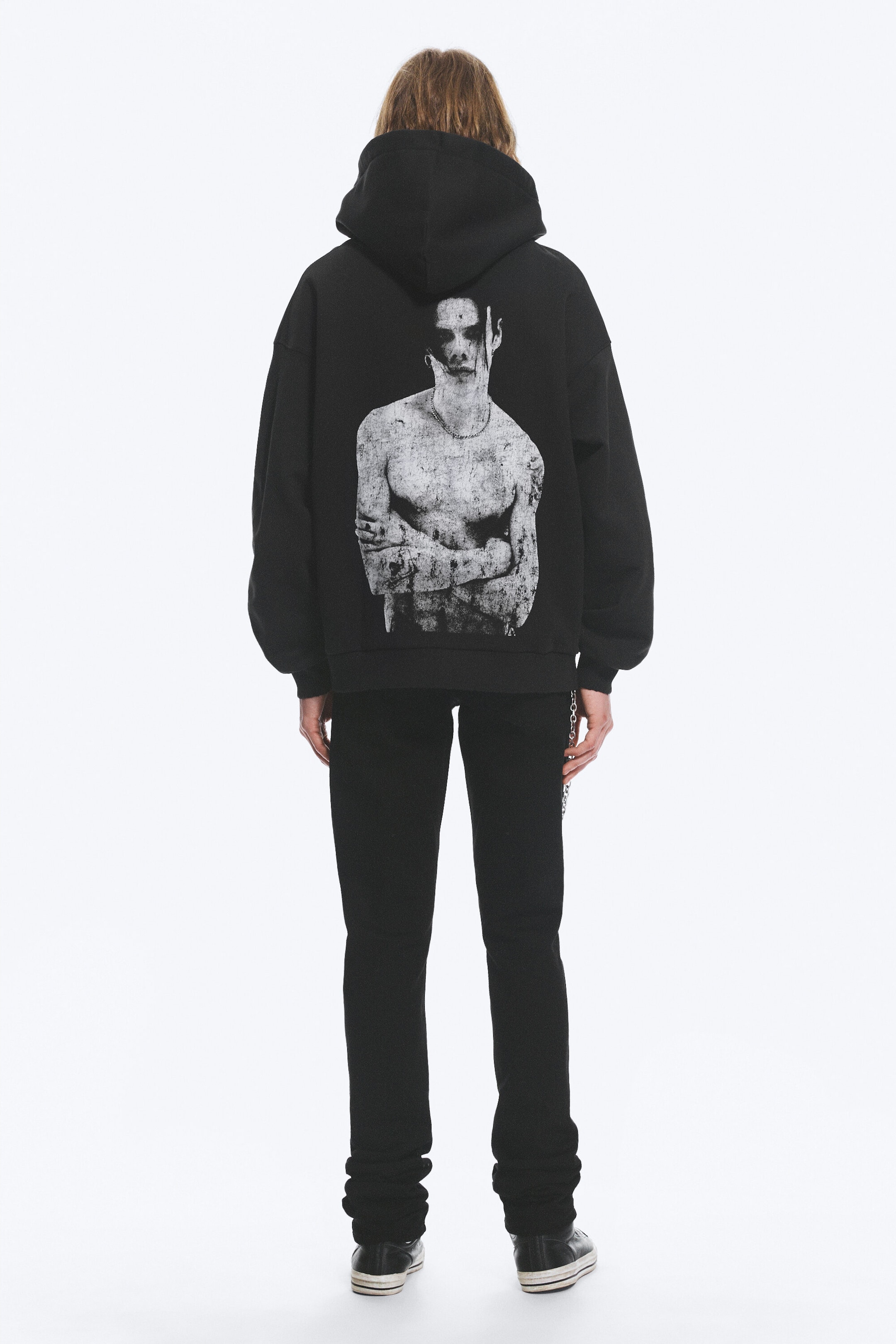 Noir délavé - Sweat à capuche oversize imprimé Yungblud - 4