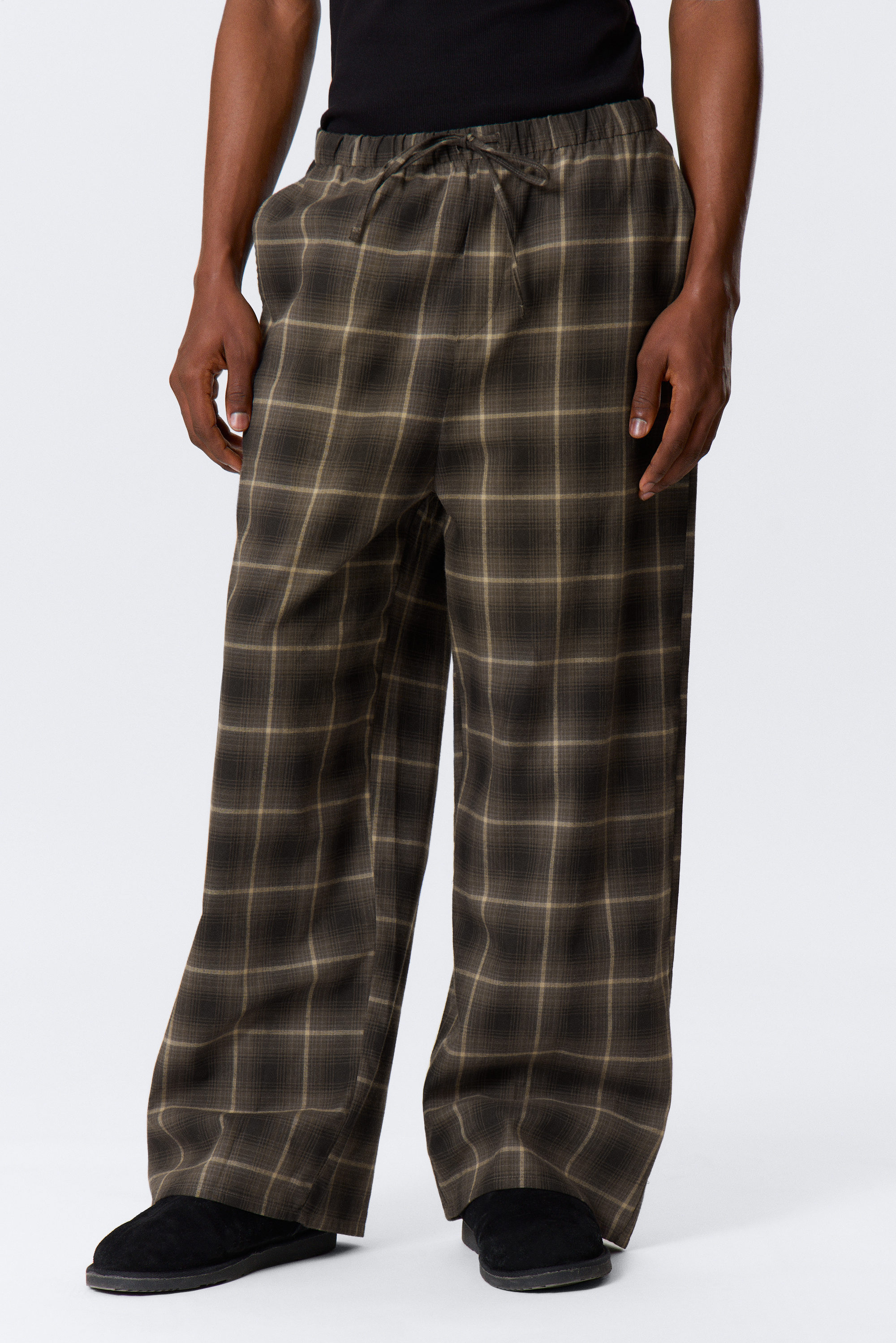 Checked Dark Brown - Relaxed Flannel Pyjama Trousers - 5