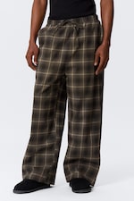 Checked Dark Brown - Relaxed Flannel Pyjama Trousers - 3