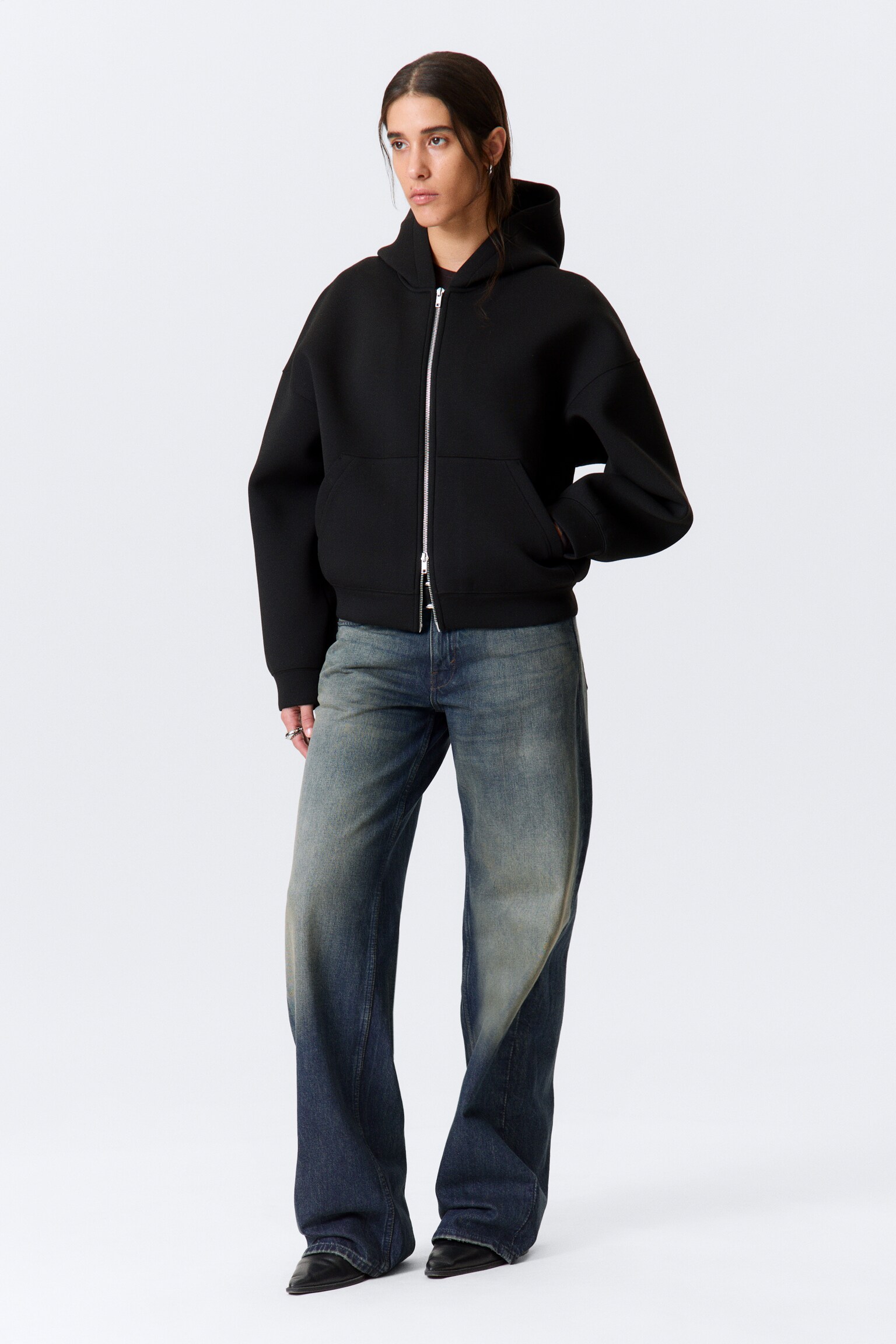 Oversized Scuba Zip-Hoodie - Černá/Kobaltově modrý/Grey Melange/Dark Brown/Tmavě šedé - 6