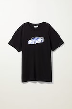 Black/Fast Car Print - Relaxed Printed TShirt - 0