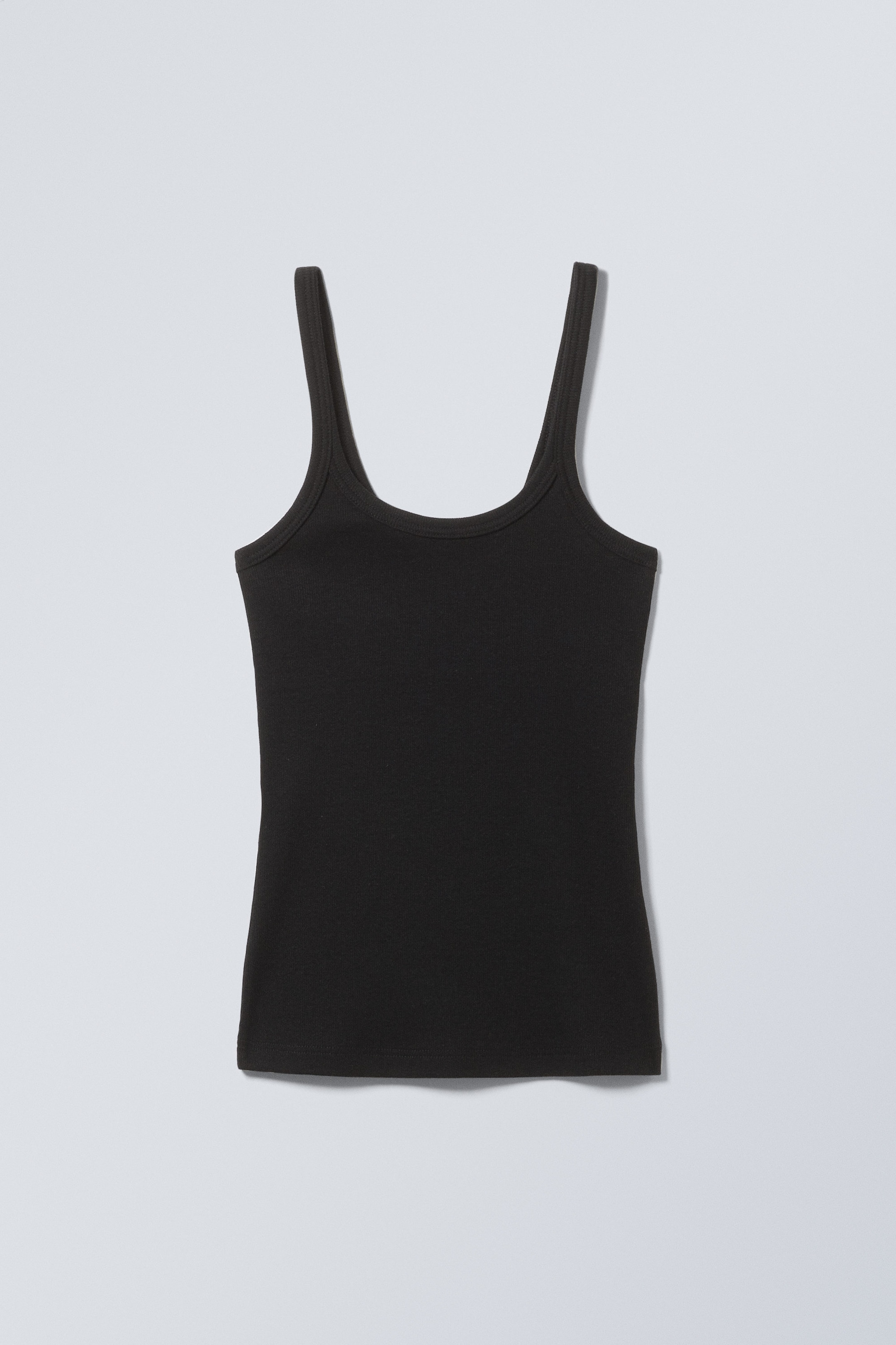 Svart - Tettsittende ribbet singlet - 0