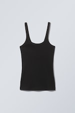 Svart - Tettsittende ribbet singlet - 0