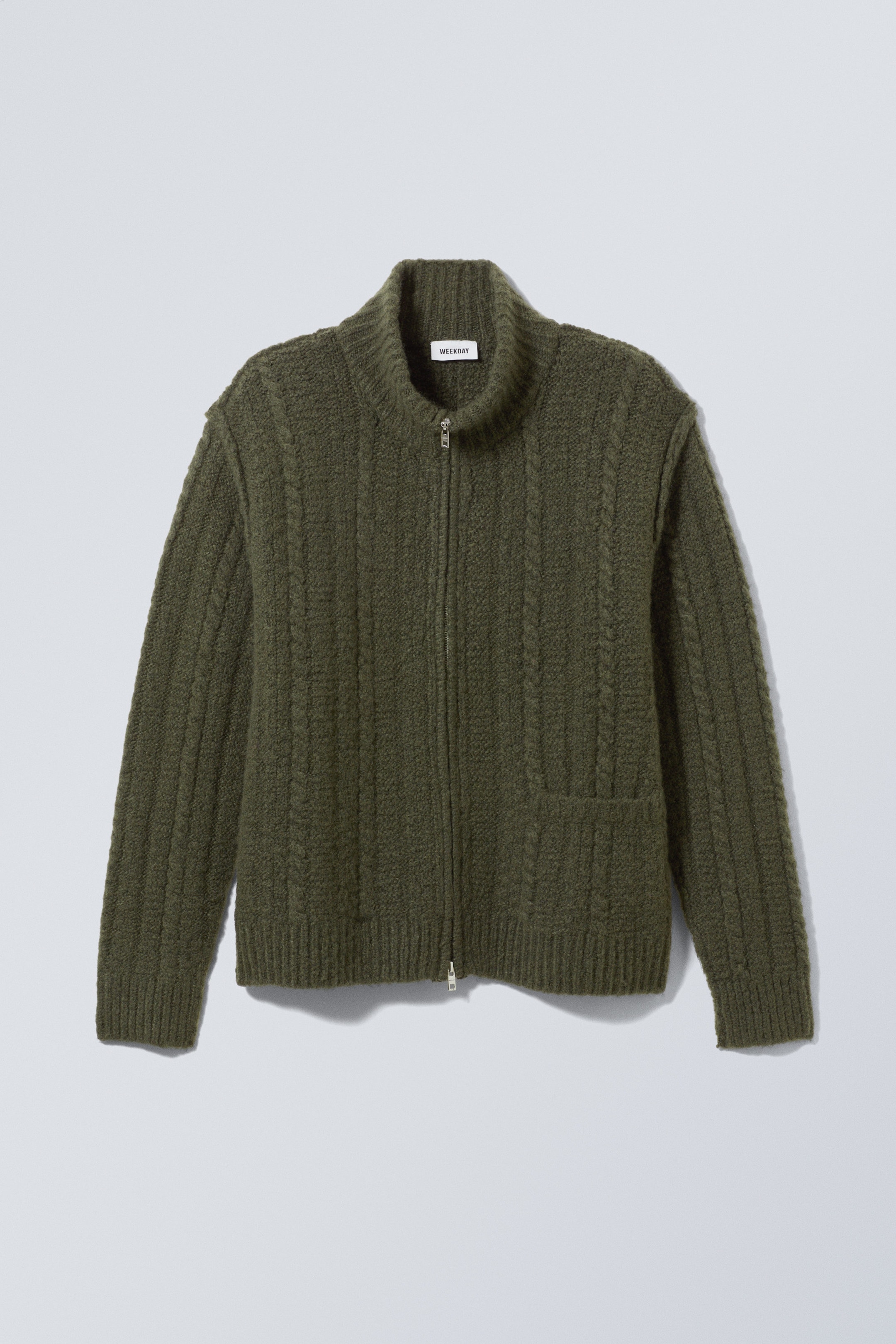 Dark Khaki - Mattias Wool Blend Knit Cardigan - 0