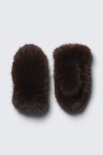 Mörkbrun - Fuskpälsvantar - 1