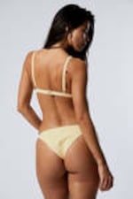 Light Yellow - Ribbed V-neck Bikini Top - 2
