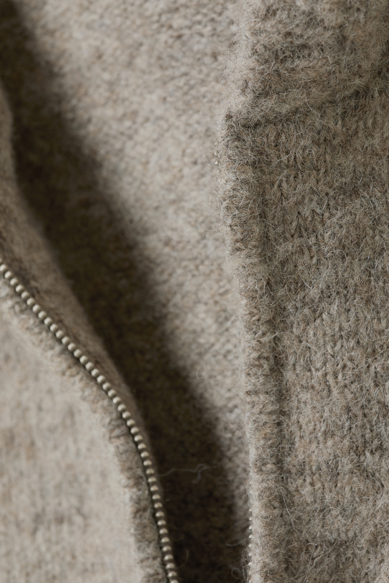 Knitted Wool-Blend Zip Hoodie - Dark Mole Melange - 2