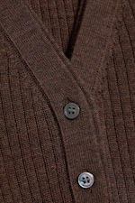 Mørkebrun - V-hals cardigan i merinoull - 1
