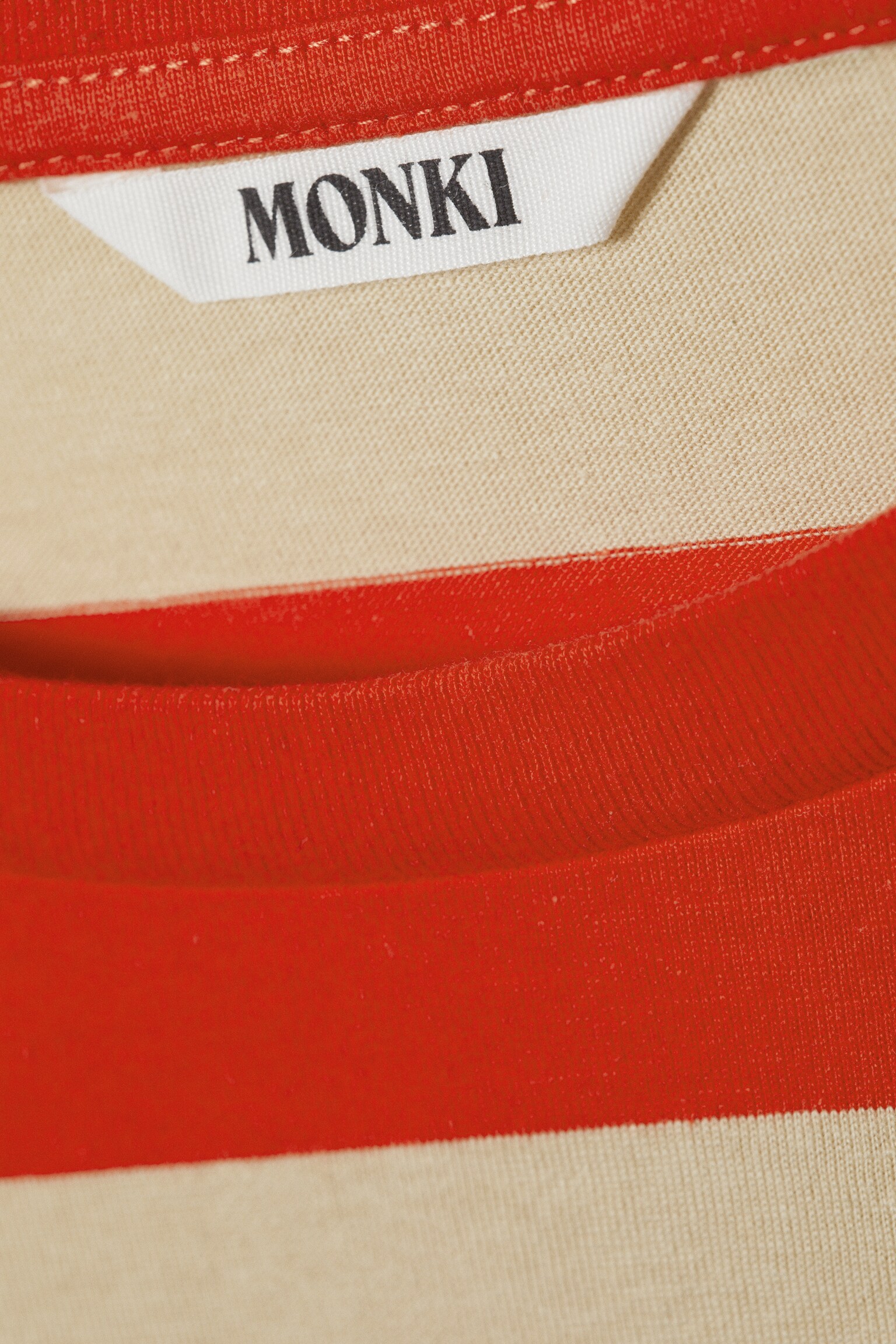 Long-Sleeved Cotton T-shirt - Bright Red & Beige Stripes/Pink Stripes/Blue & Burgundy Stripes - 3