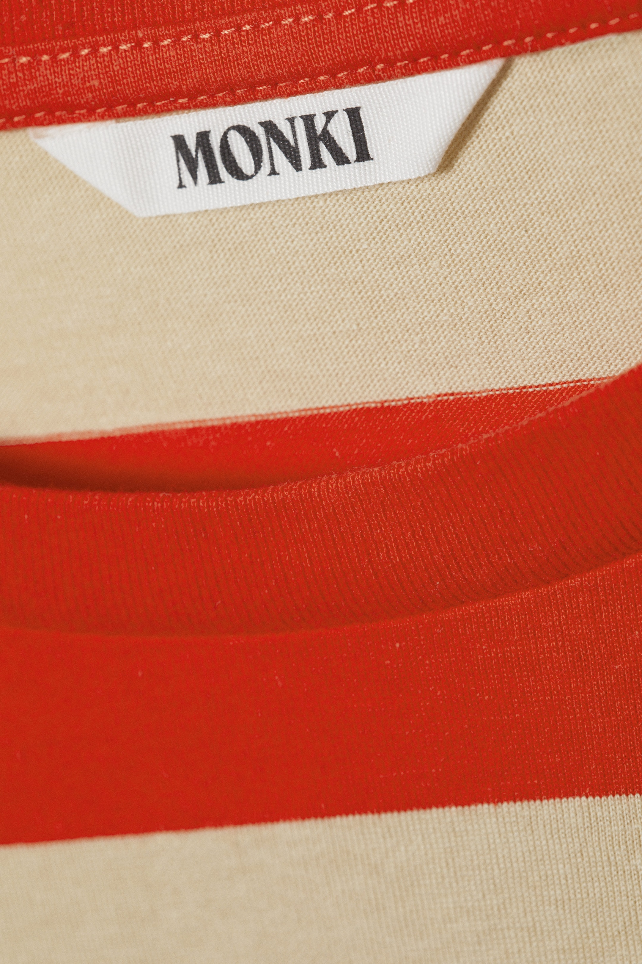 Feuerrote & beige Streifen - Longsleeve-Shirt aus Baumwolle - 2