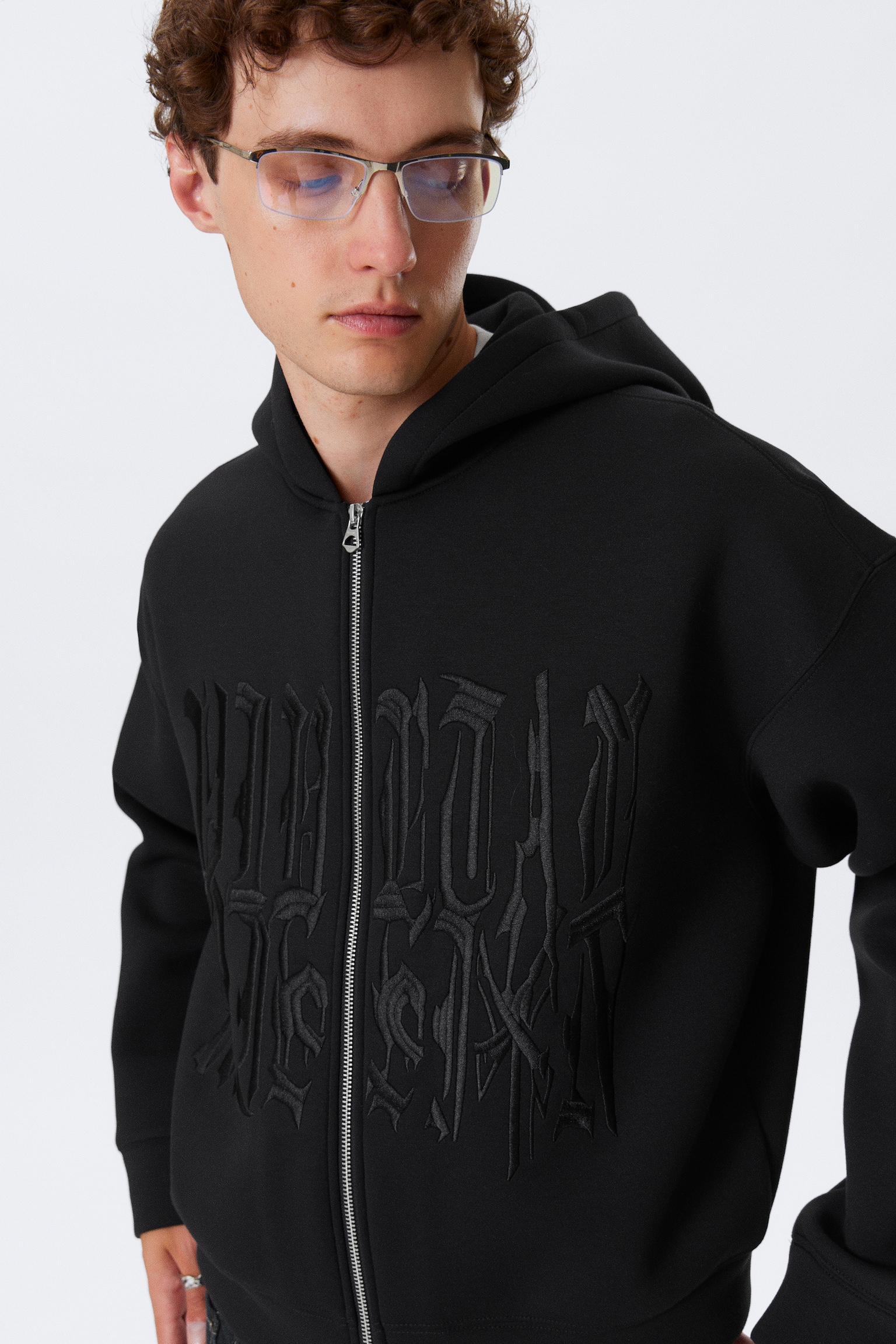 Simon Graphic Scuba Zip Hoodie - Dark Navy Blue - 4