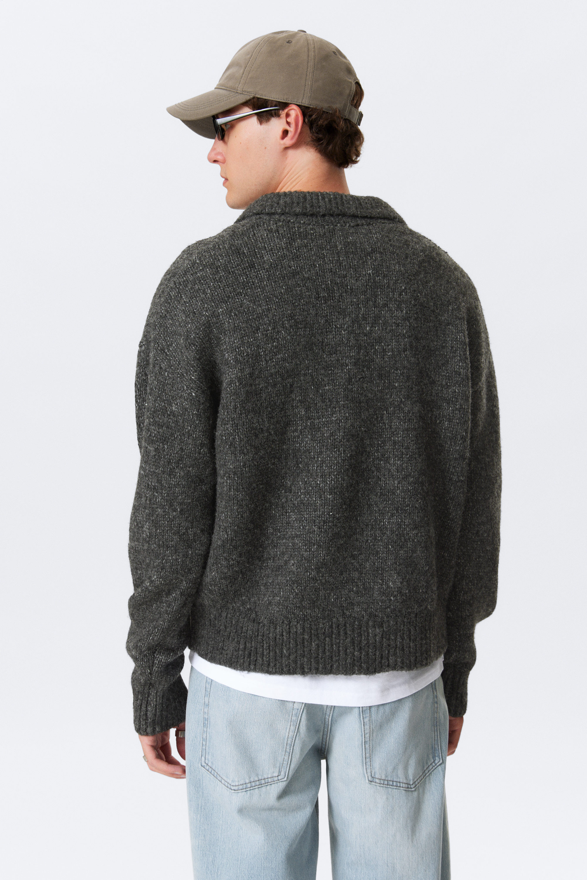 Dark Grey - Bobby Relaxed Knitted Polo Sweater - 2