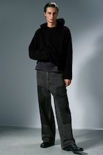 Noir - Sweat à capuche en maille décontracté - 1