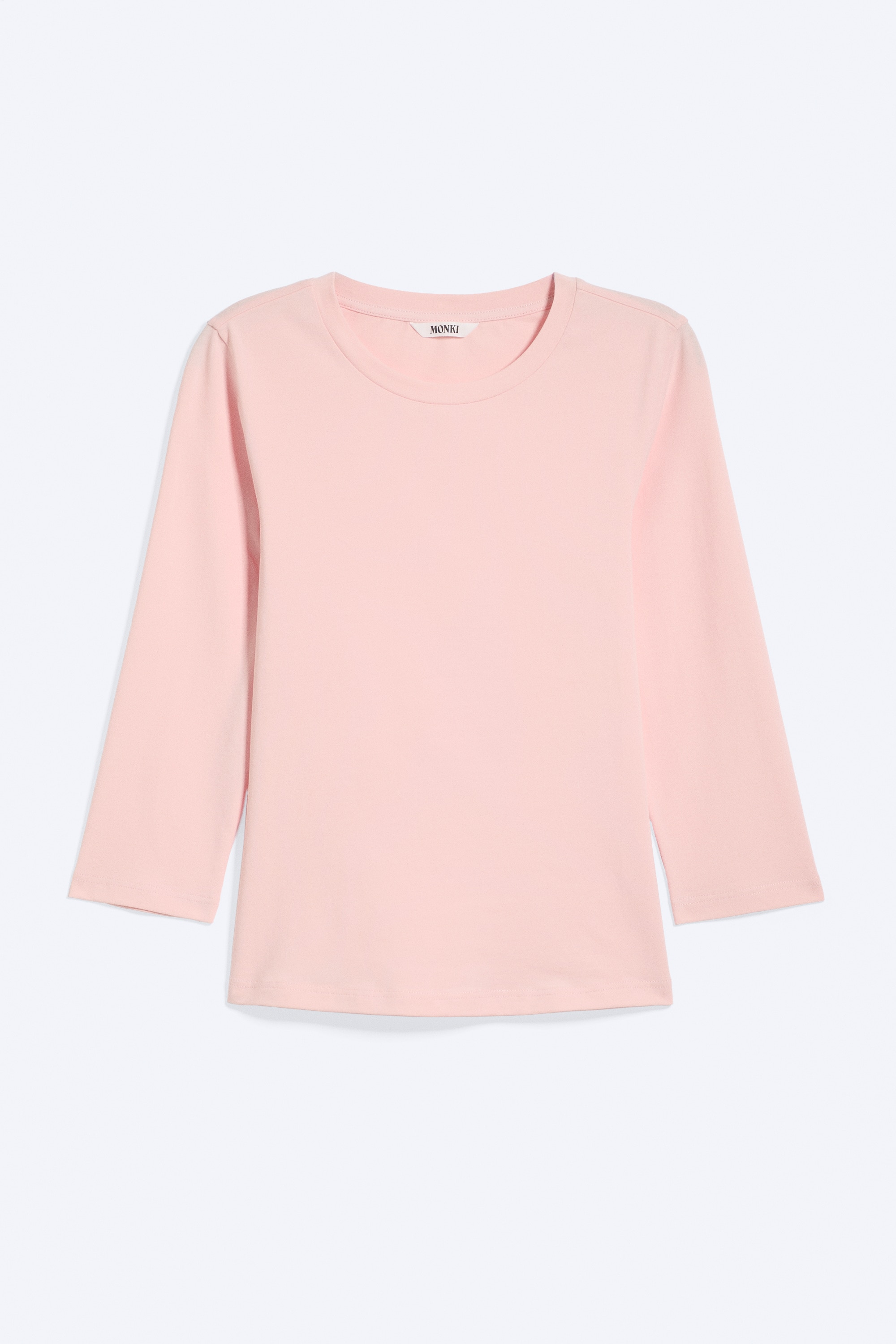 Top girocollo a manica a tre quarti - Pesca polvere chiaro/Bianco