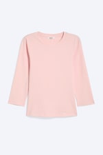 Helles, staubiges Pfirsich - Top mit Rundhalsausschnitt und Dreiviertelärmeln - 0