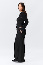 Black - Low Rise Straight Suiting Trousers - 2