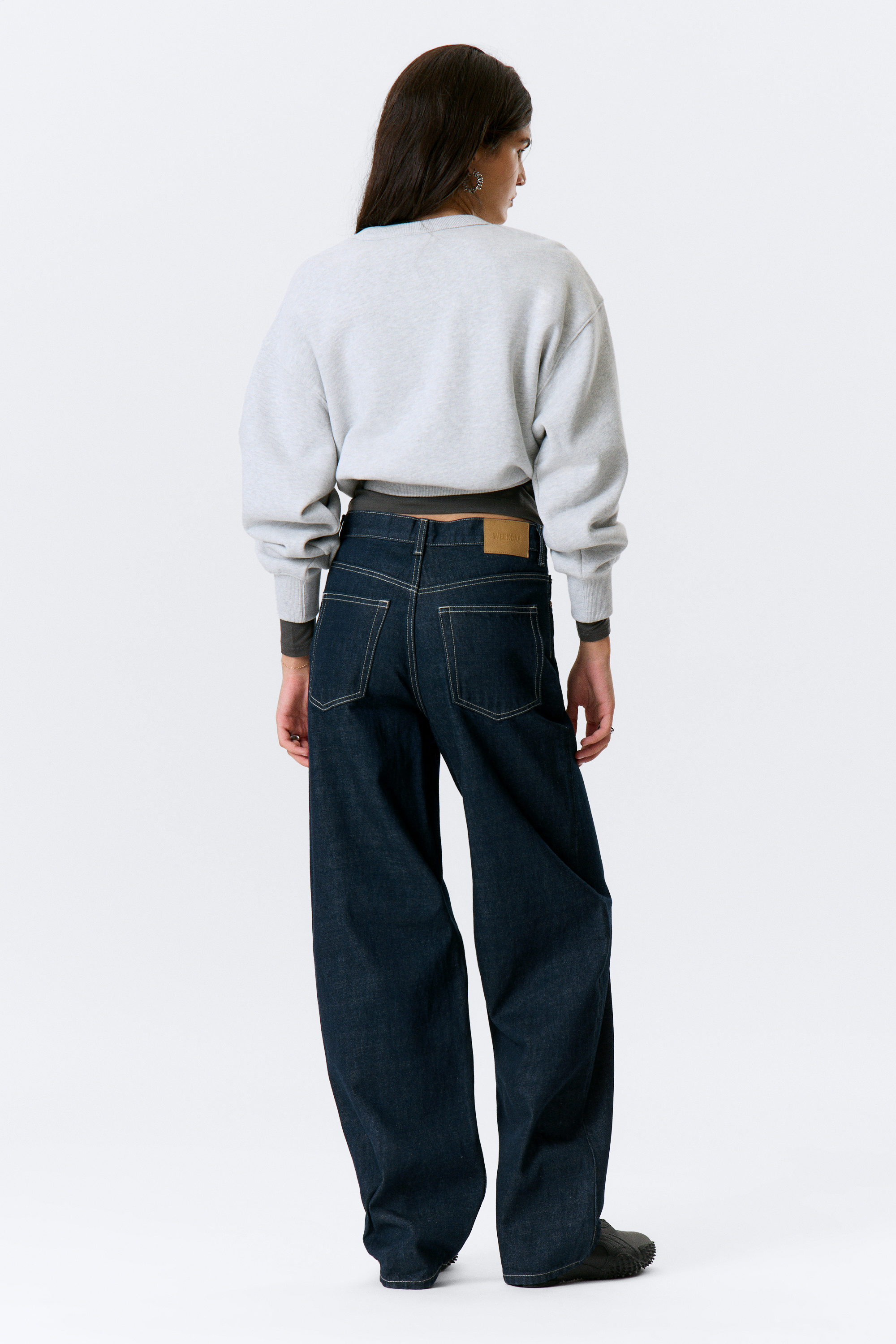 Blue Rinse - Mörkblå - Rail Mid Waist Loose Wide Leg Jeans - 6