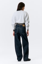 Blue Rinse - Dark Blue - Rail Mid Rise Loose Wide Leg Jeans - 4