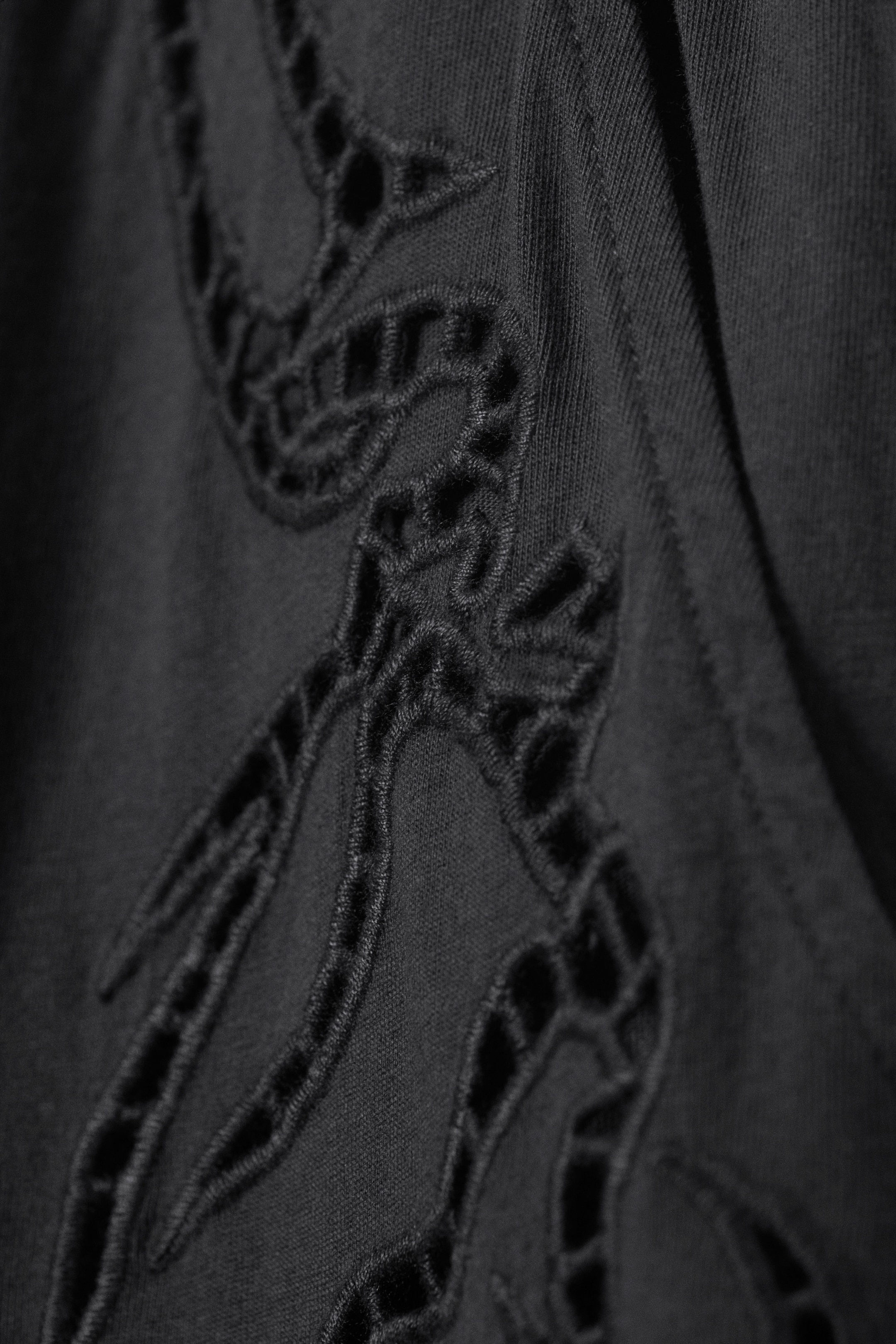 Mørkegrå - Broderie Anglaise-bukse med løs passform - 1