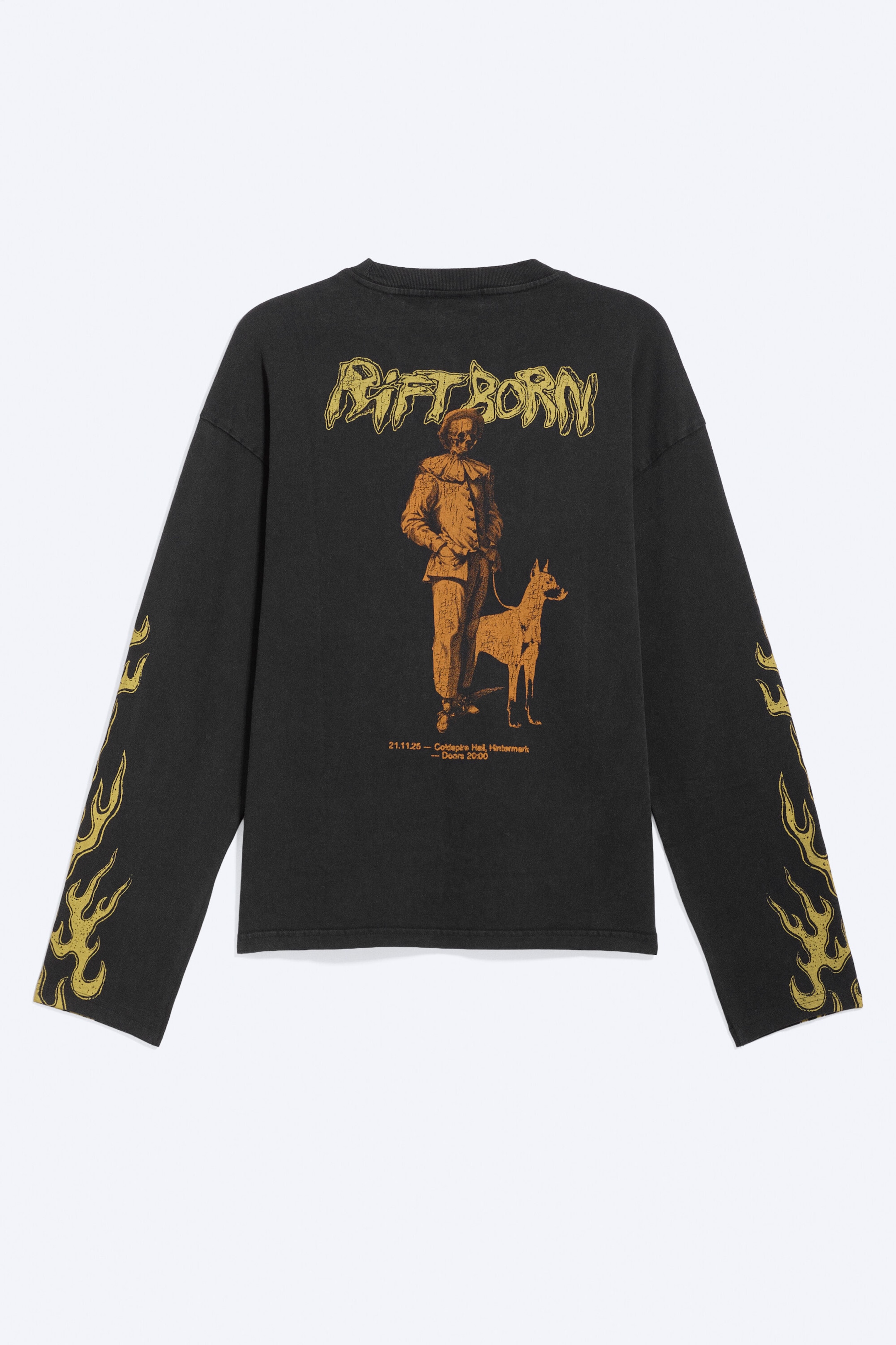 Schwarz - "Riftborn" - Kastiges Langarmshirt mit Grafikprint - 2
