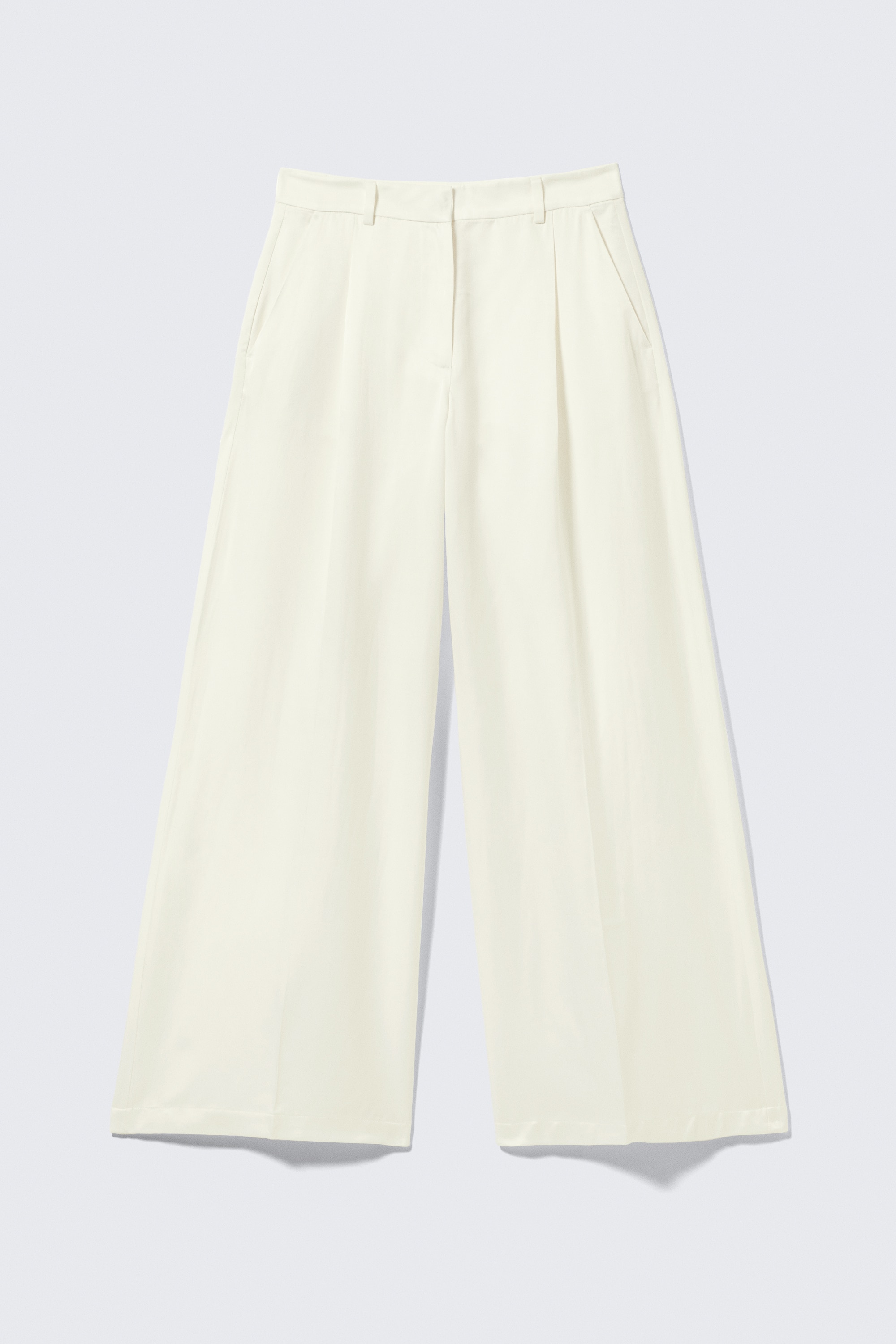 High Waisted Wide Leg Satin Trousers - Fehér/Sötétbarna/Fekete