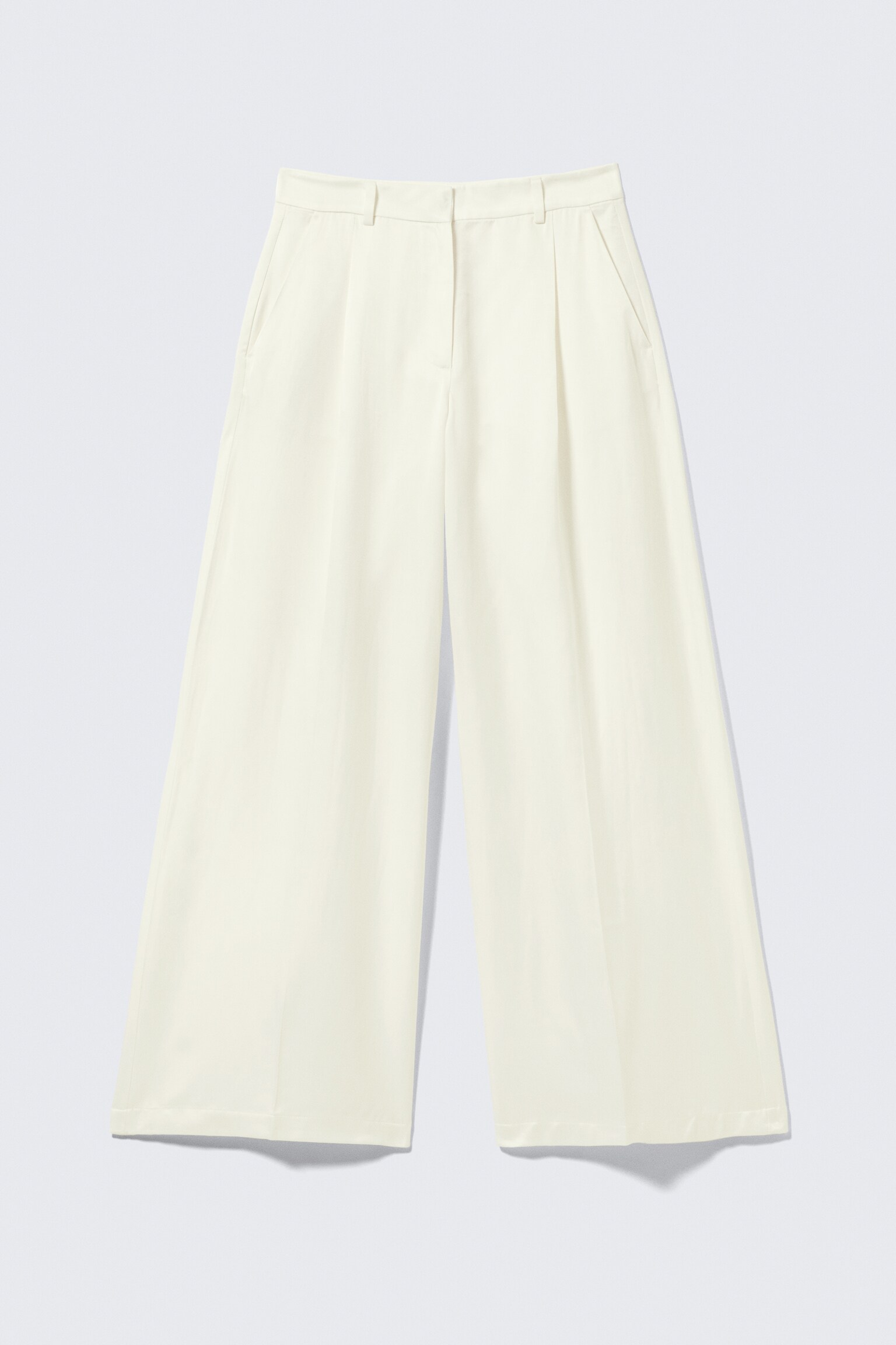 High Waisted Wide Leg Satin Trousers - Hvid/Mørkebrun/Sort - 2
