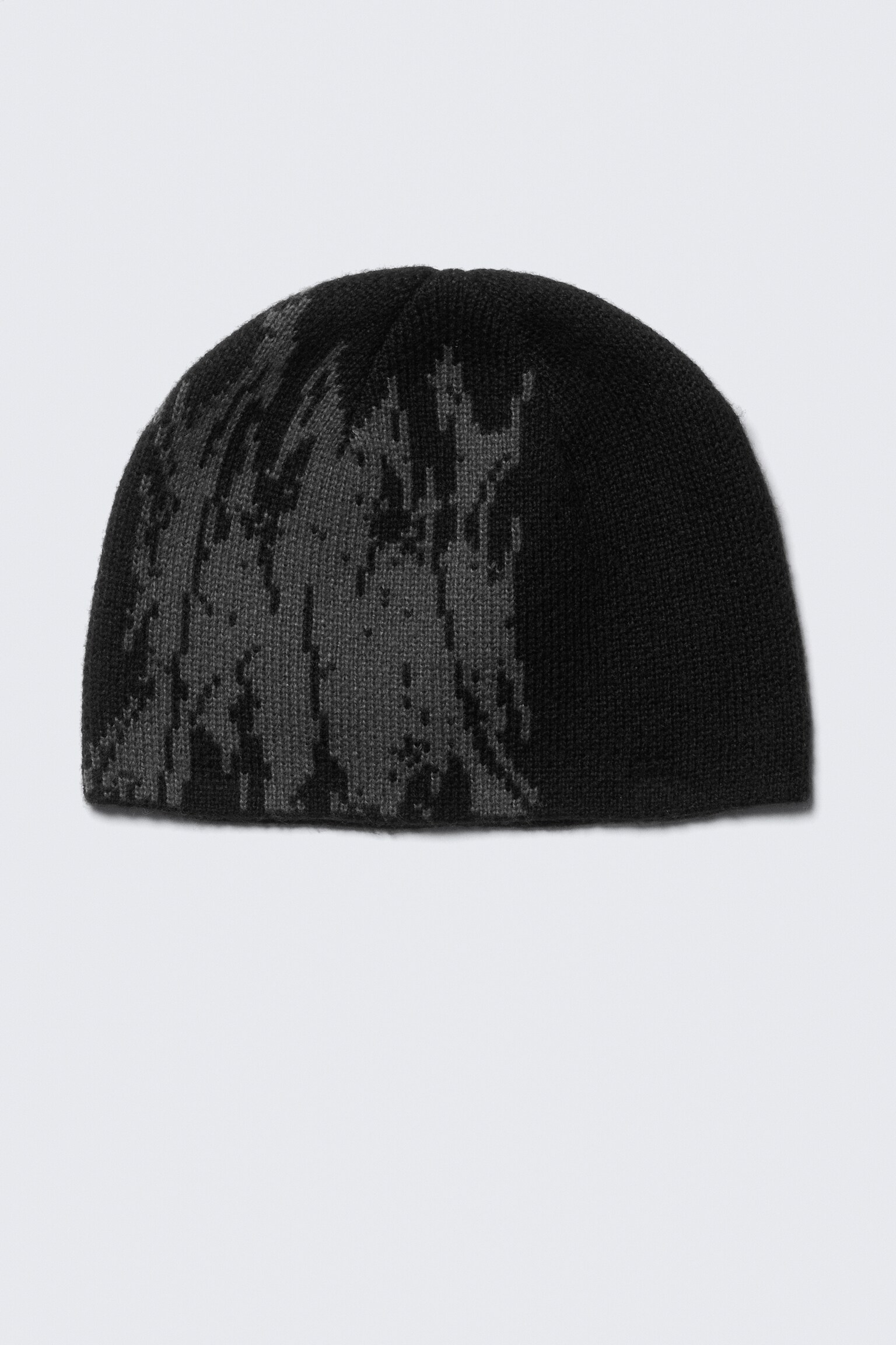 Jacquard-Strickmütze - Schwarz/Grau