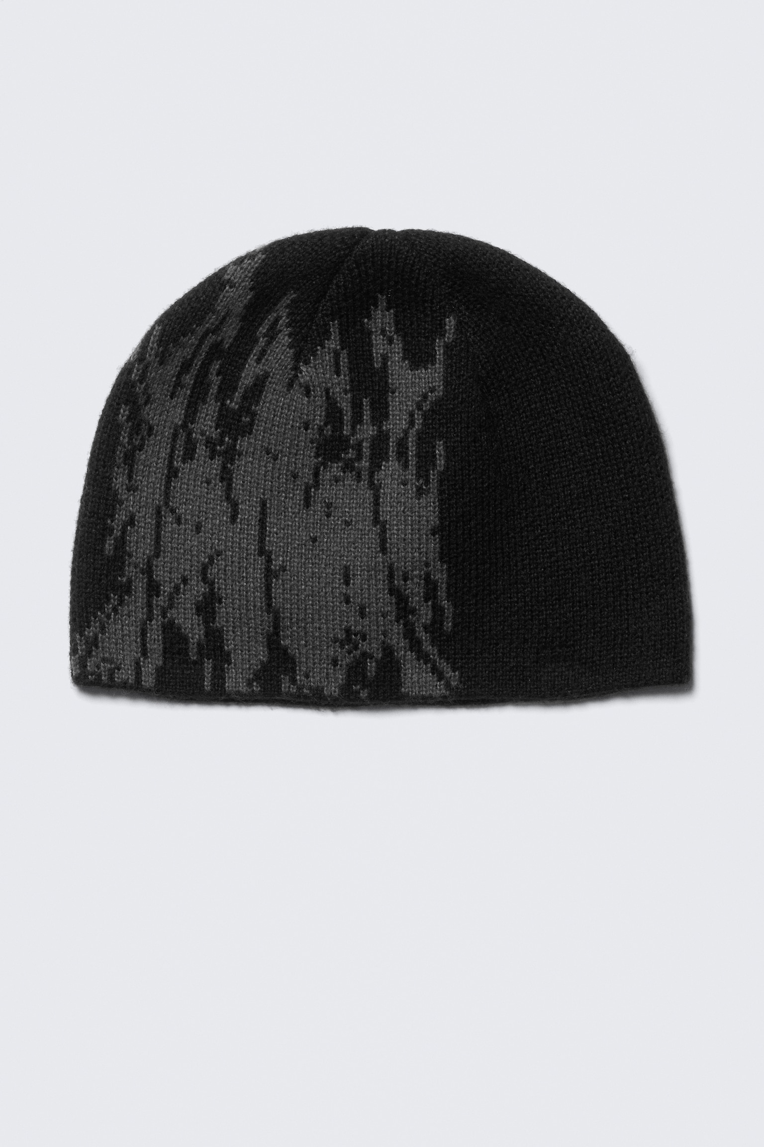 Jacquard-Knit Beanie - Black/Grey