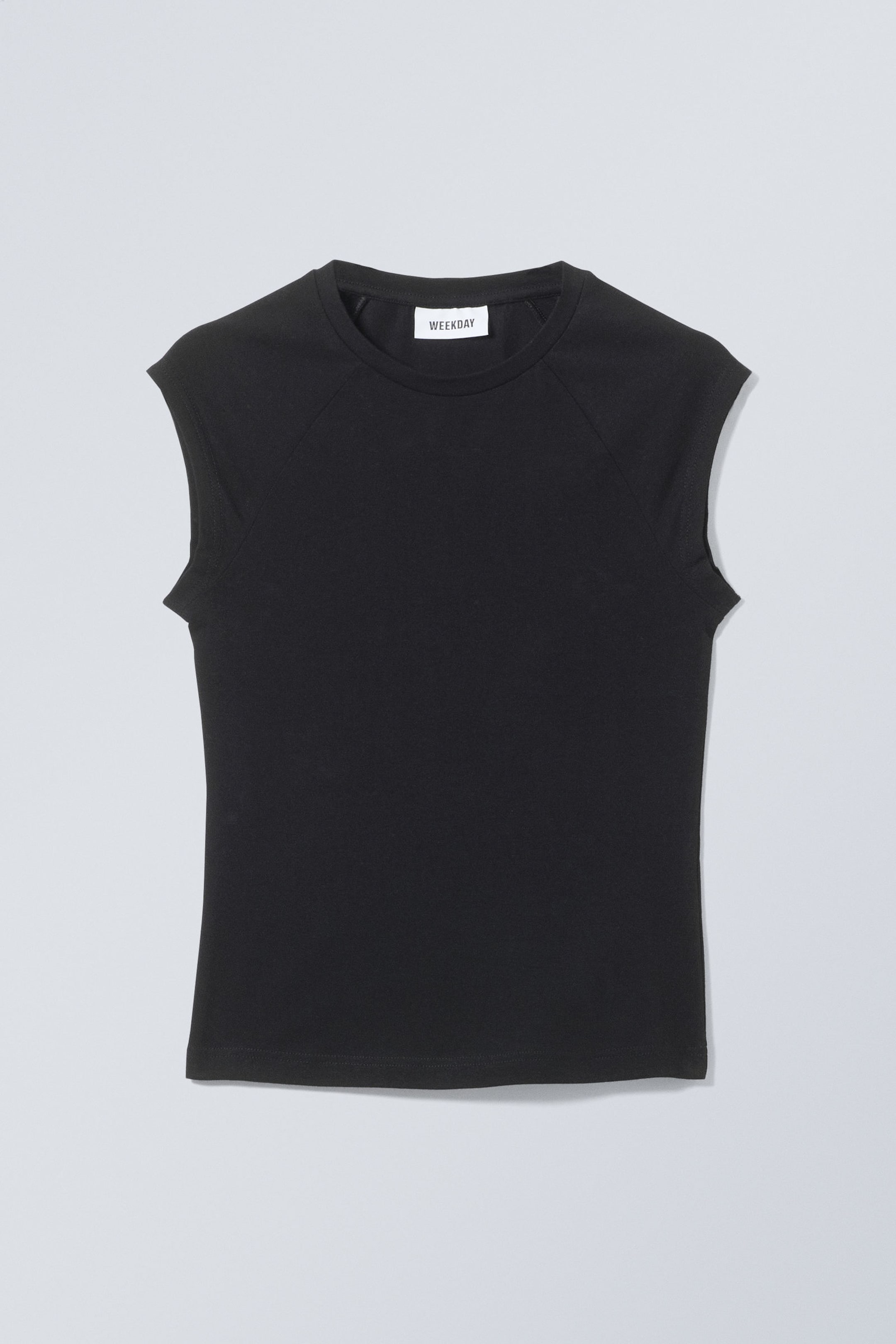 Black - Short Sleeve Fitted Top - 0