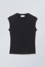 Black - Short Sleeve Fitted Top - 0