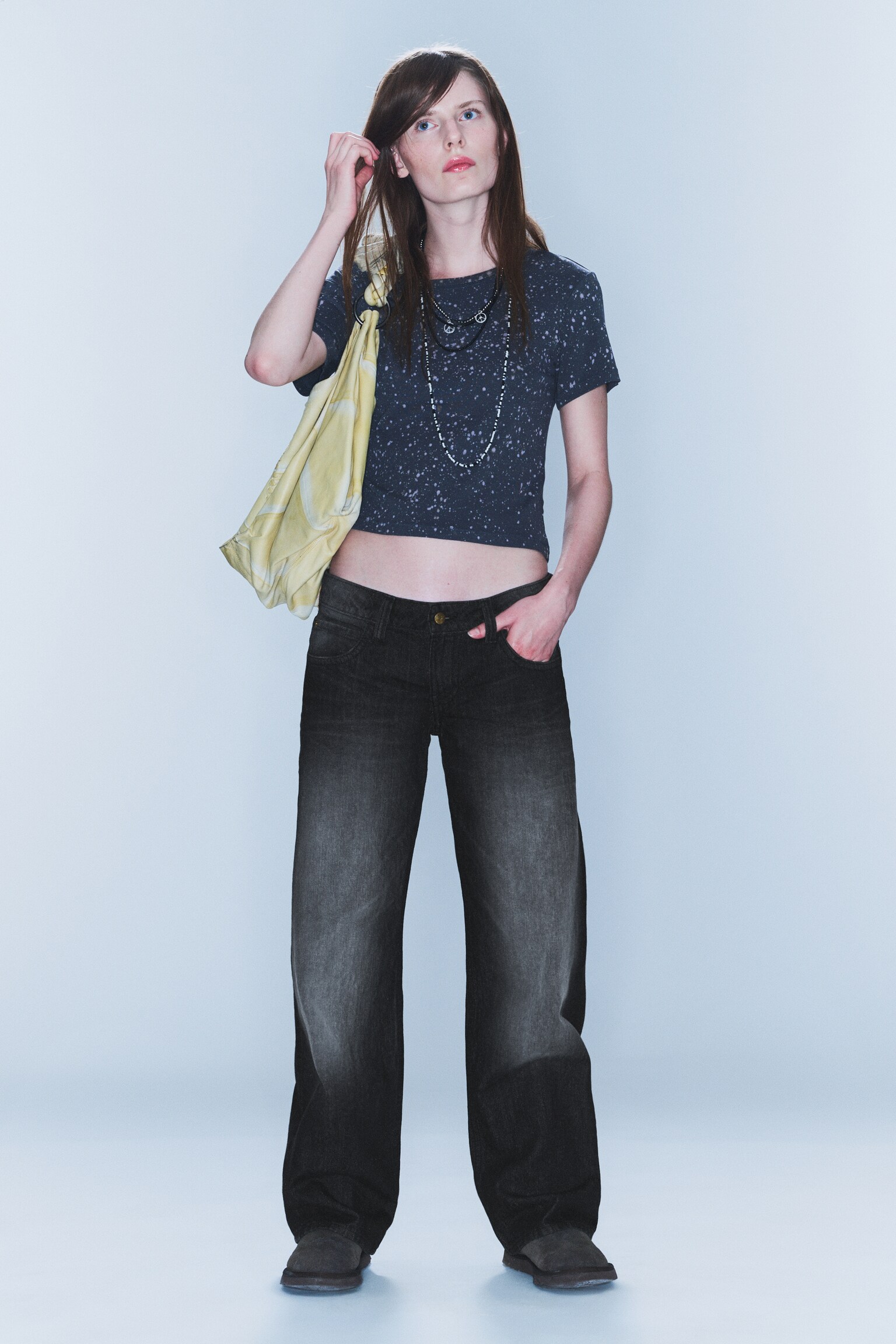 Jeans Messy regular a vita bassa con straight leg - Nero slavato - Nero - 4