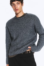 Dark Blue - Chunky knit relaxed sweater - 0