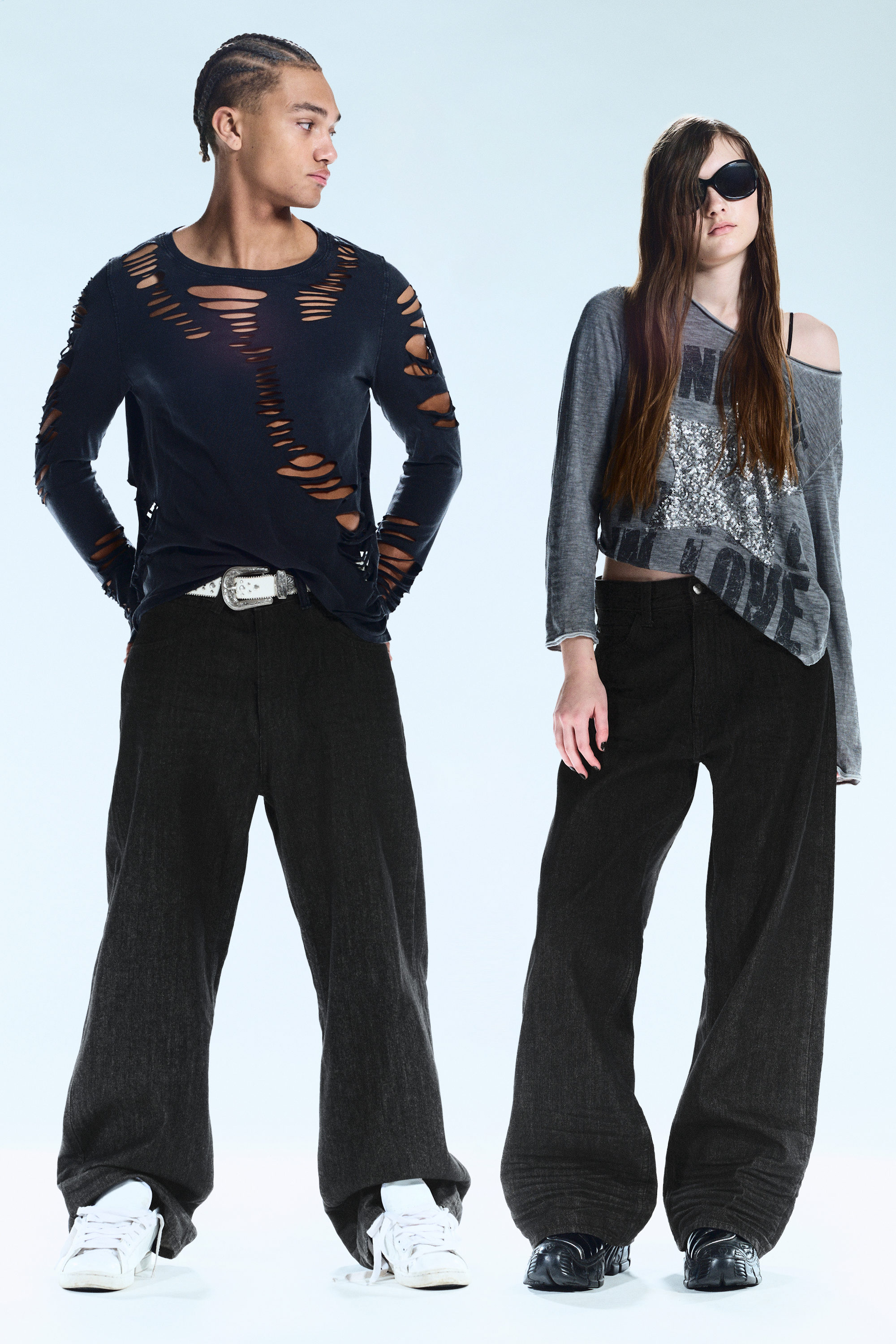 Extra Black Rinse - Looser Regular Waist Loose Straight Jeans - 2