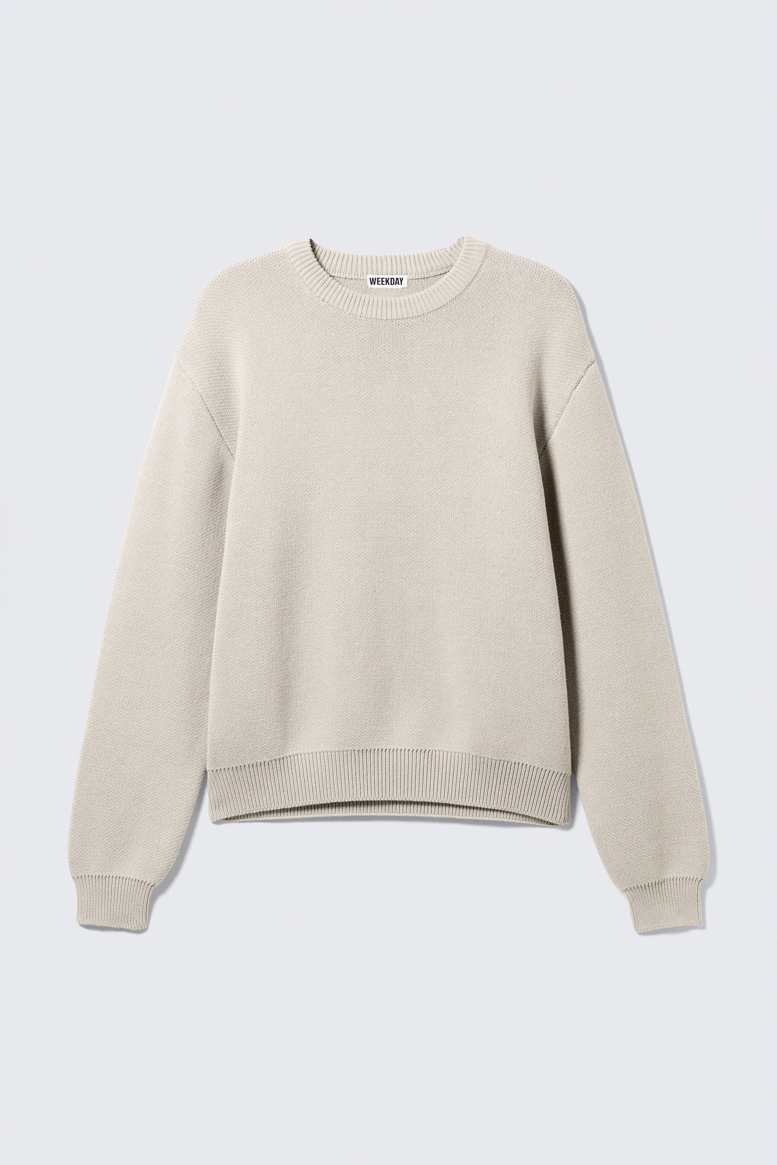 Baumwoll-Strickpullover mit normaler Passform - Dirty White/Schwarz - 2