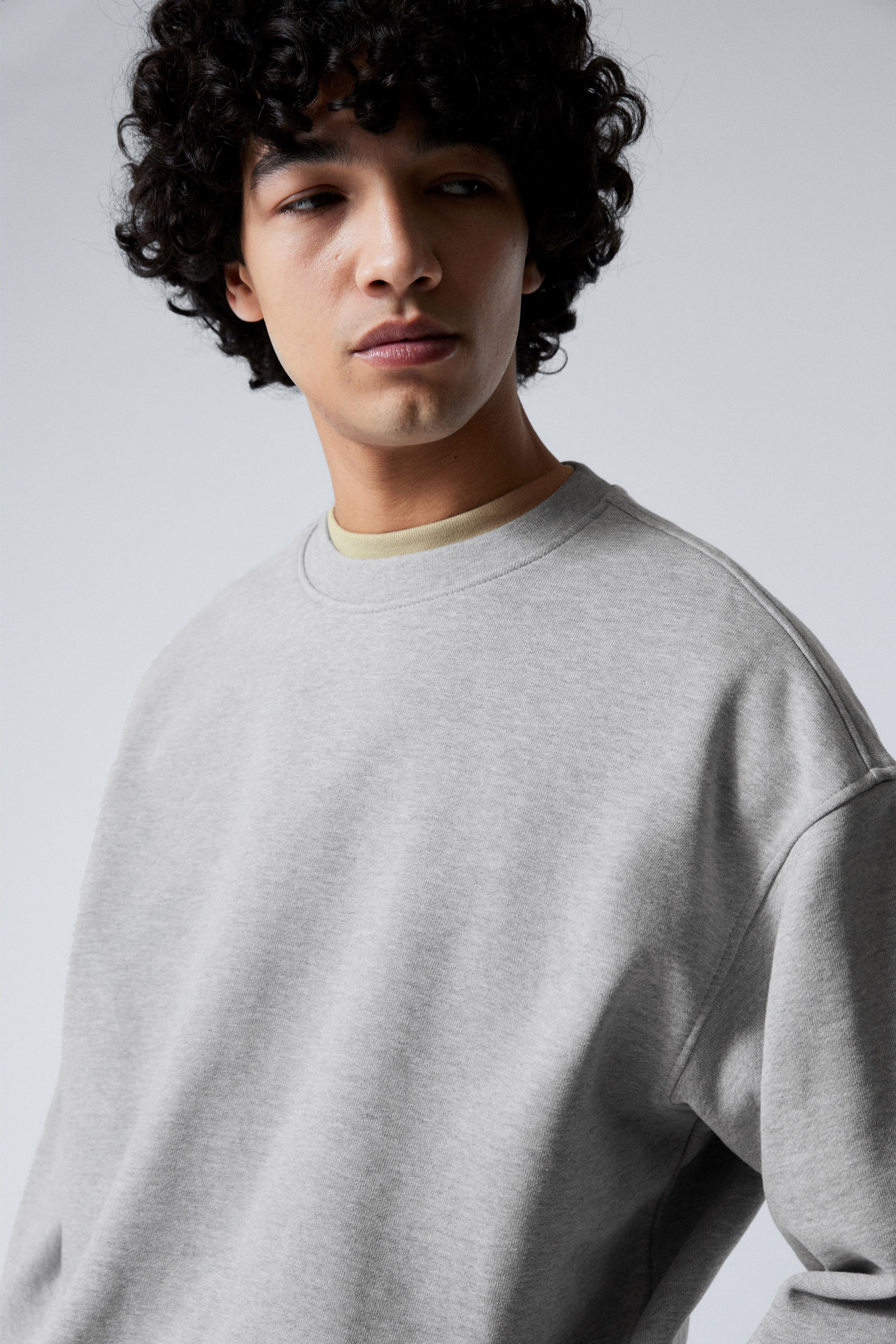 Light Grey Melange - Boxy Heavyweight Terry Sweatshirt - 2
