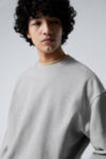 Hellgrau meliert - Kastiges, dickes Frottee-Sweatshirt - 1